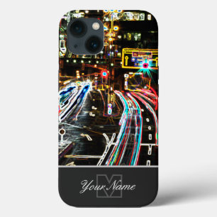 Neon-Pop-Art city streets at night with Monogram! iPhone 13 Case