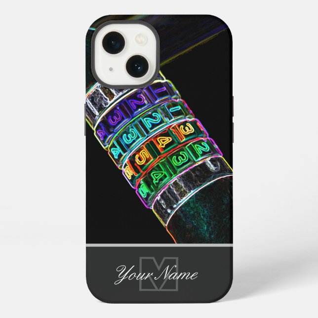 Neon-Pop-Art combination lock Monogram! iPhone Case (Back)