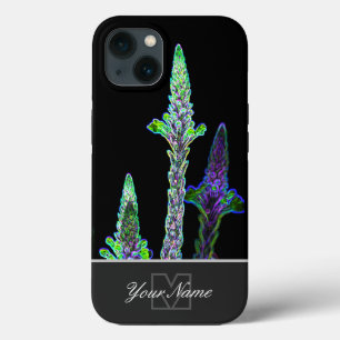Neon-Pop-Art green blossom macro with Monogram! Ca iPhone 13 Case