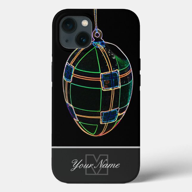 Neon-Pop-Art Happy Easter Egg with Monogram! Case- Case-Mate iPhone Case (Back)