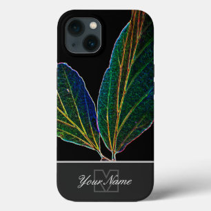 Neon-Pop-Art leaf veins macro with Monogram! iPhone 13 Case