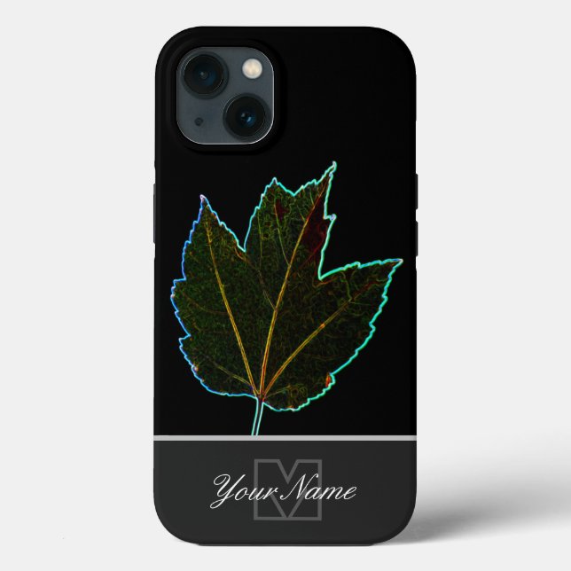 Neon-Pop-Art leaf veins macro with Monogram! Case-Mate iPhone Case (Back)