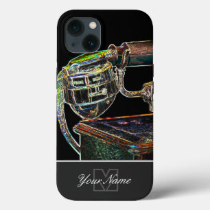 Neon-Pop-Art old retro telephone with Monogram! Ca iPhone 13 Case