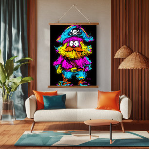 Neon Pop Art Pirate: Bold and Quirky Hanging Tapestry