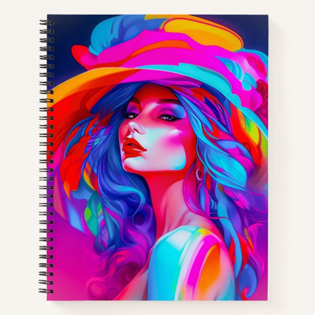 Neon Pop Art Portrait  Notebook (Front)