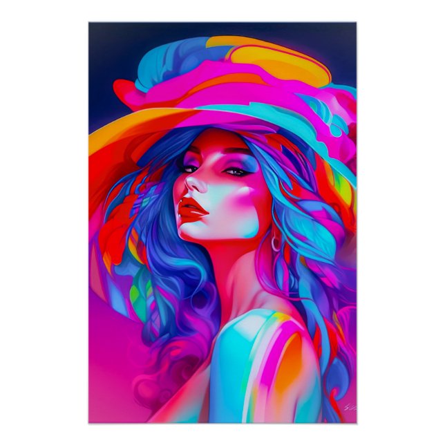 Neon Pop Art Portrait  Poster (Front)