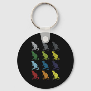 Neon Pop Art Retro Rat Rodent Gift Key Ring