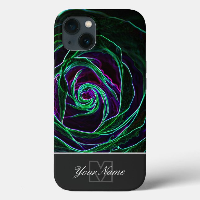 Neon-Pop-Art rose blossom with Monogram! Case-Mate iPhone Case (Back)