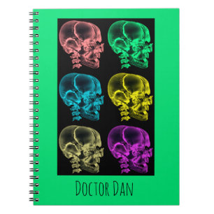 Neon Pop Art Skulls Spiral Notebook