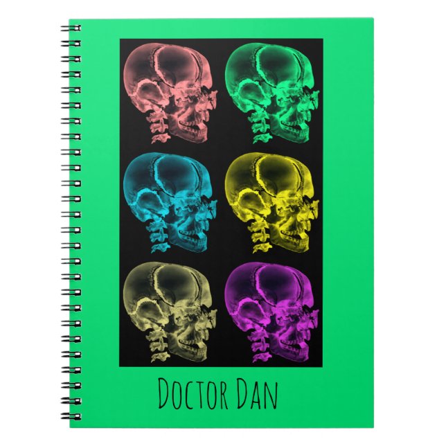 Neon Pop Art Skulls Spiral Notebook (Front)