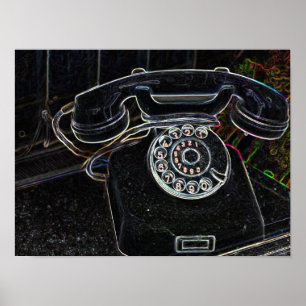 Neon-Pop-Art vintage old telephone Poster
