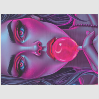 Neon Pop Art Woman Decoupage Paper | Pink Lollipop