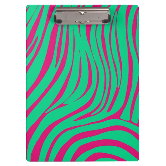 Neon Pop Art Zebra Pattern Clipboard (Front)