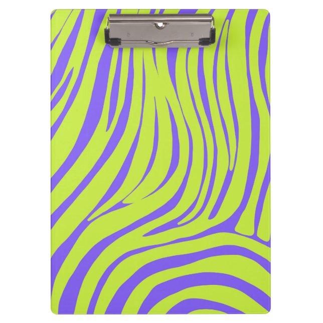 Neon Pop Art Zebra Pattern Clipboard (Front)