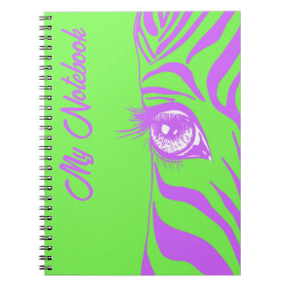 Neon Pop Art Zebra Pattern Glam Notebook