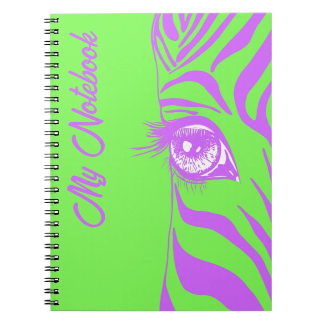 Neon Pop Art Zebra Pattern Glam  Notebook (Front)