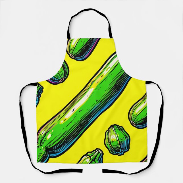 Neon Pop Art Zucchini Pattern Apron (Front)