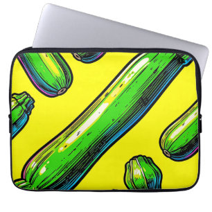 Neon Pop Art Zucchini Pattern Laptop Sleeve