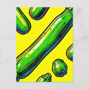 Neon Pop Art Zucchini Pattern Postcard