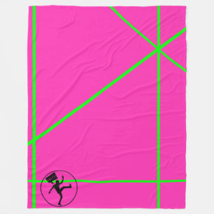 Neon Pop Color Pink & Green Stripes 80s Retro Fleece Blanket