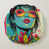 Neon Pop Diva Portrait – Bold & Vibrant Retro Art
