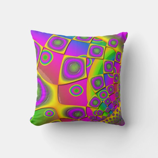 Neon Pop Paper Psychedelic  Cushion (Front)