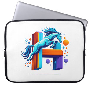 Neon Power Horse Jump Over H Letter Laptop Sleeve
