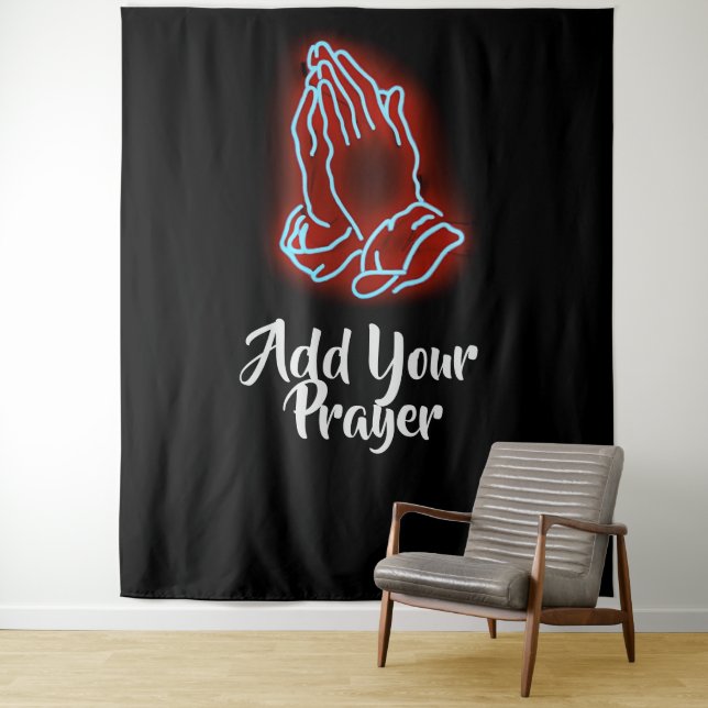 Neon Praying Hands Personalise or Customise Tapestry (In Situ)