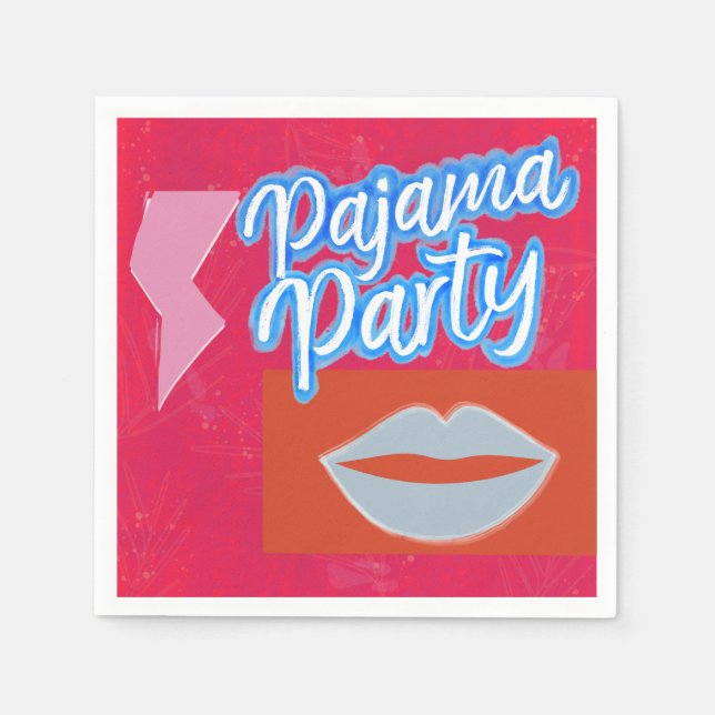 Neon Preppy Pajama Party Napkin (Front)