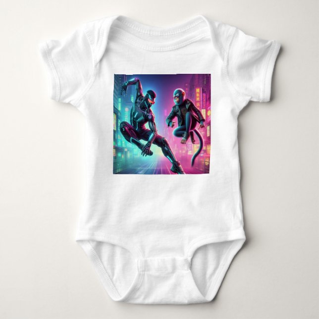 Neon Primate   The Futuristic Guardian Baby Bodysuit (Front)