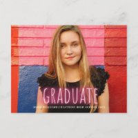 Neon Print Graduate Photo Announcement Magnet