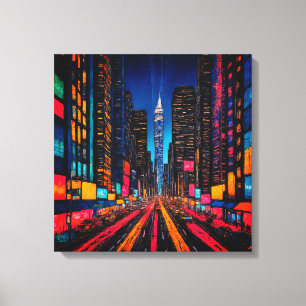 Neon Prism Metropolis Canvas Print