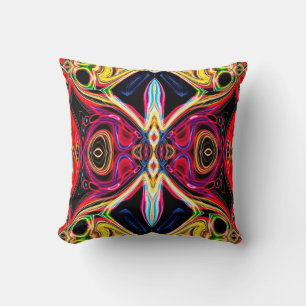 Neon Psychedelic Abstract Throw Pillow 1