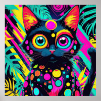 ✨ Neon Psychedelic Cat – Pop Art Design 🎨🐱