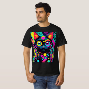 ✨ Neon Psychedelic Cat – Pop Art Design 🎨🐱 T-Shirt