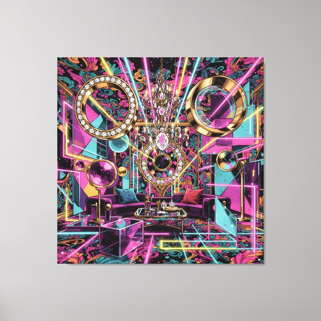 Neon Psychedelic Luxury Lounge Art Canvas Print (Front)