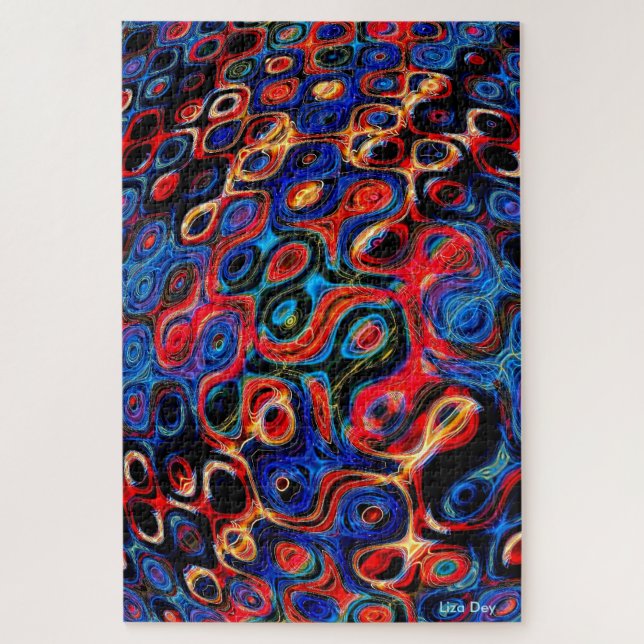 Neon Psychedelic Ripples Jigsaw Puzzle (Vertical)