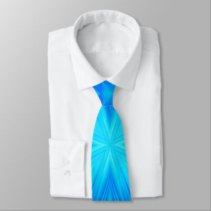 Neon Psychedelic Turquoise Blue Cloudy Pattern Tie