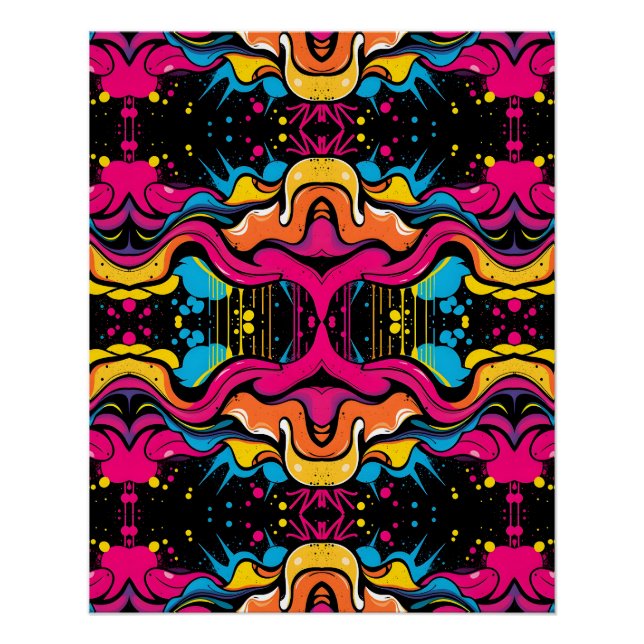 Neon Psychedelic Wave Seamless Pattern Poster (Front)