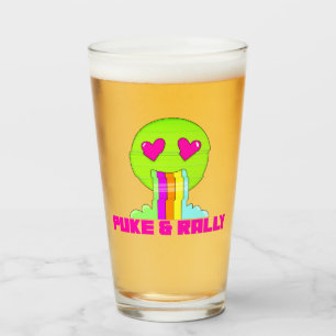 Neon Puke & Rally Pint Glass   Funny Party