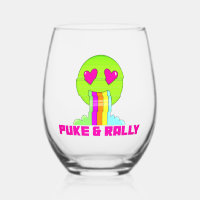 Neon Puke & Rally Stemless Wine Glass | Party