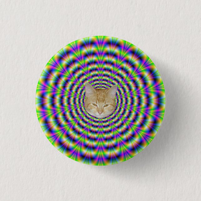 Neon Pulse Pinback Button + cat (Front)