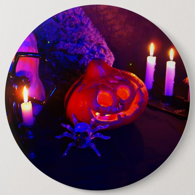 Neon pumpkins 6 cm round badge (Front)