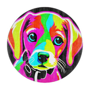 Neon Puppy Pop Art Cutting Board