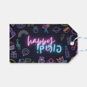 Neon Purim Card Gift Tags