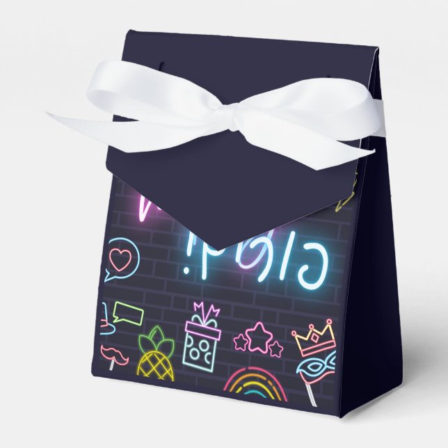 Neon Purim Favour Box (Front Side)