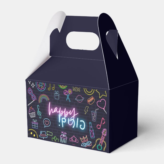 Neon Purim Favour Box (Front Side)
