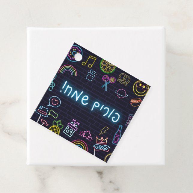 Neon Purim Favour Tags (In Situ)