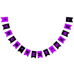 Neon Purple and Black Colour Customise Bunting