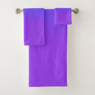 Neon Purple and Bright Neon Blue Ombré Shade Bath Towel Set
